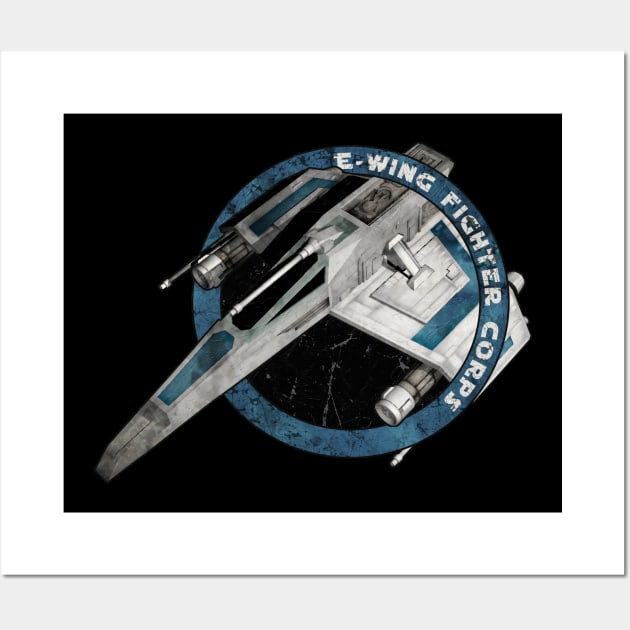 E - WING FIGHTER CORPS BLUE ONE Wall Art by mamahkian